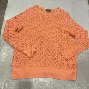 [M]Tommy Bahamas Orange Open knit Crochet linen Blend L/S Sweater/CoverUp